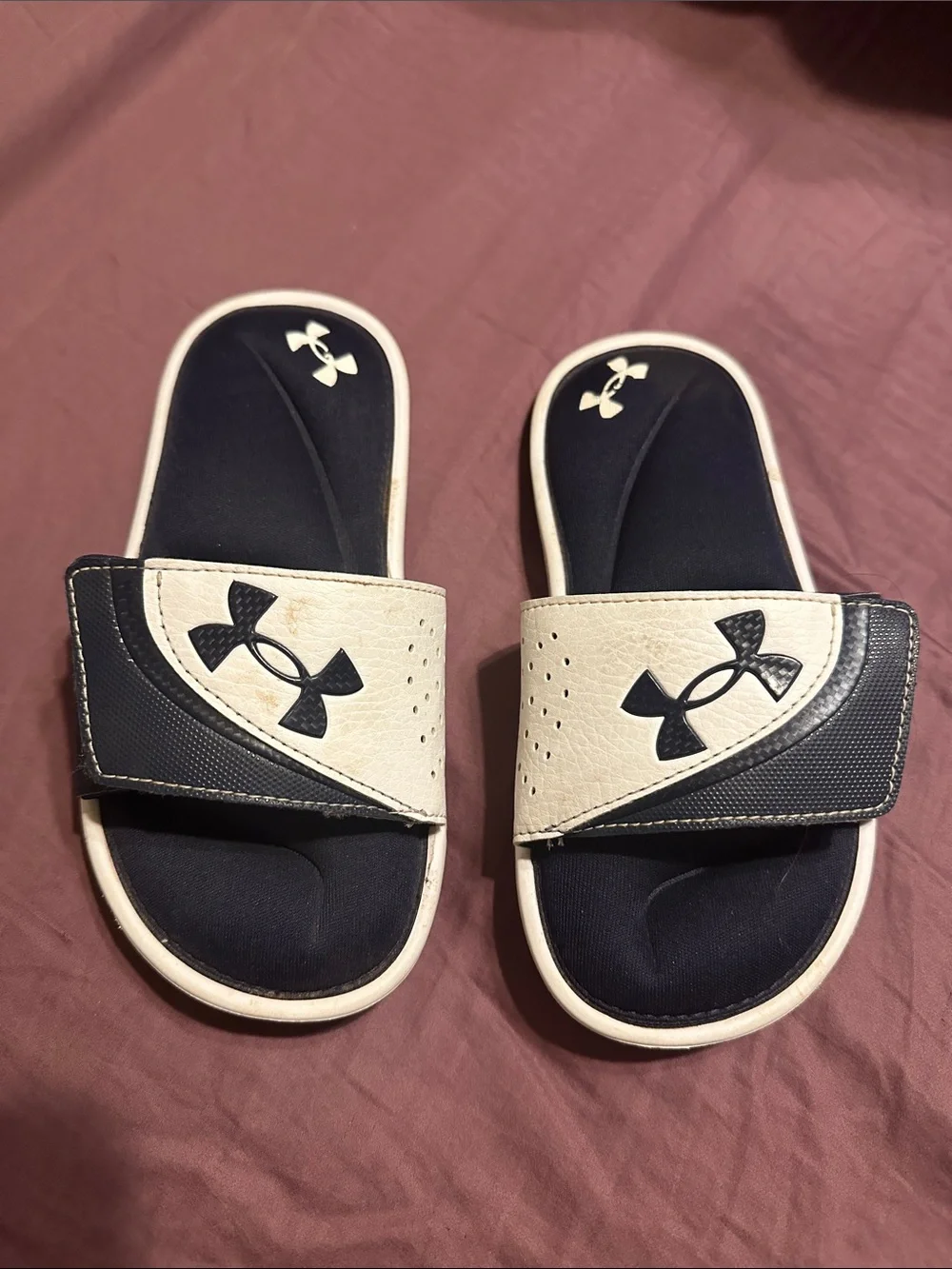 Under Armour Navy and White Adjustable Boys' Slide Sandals